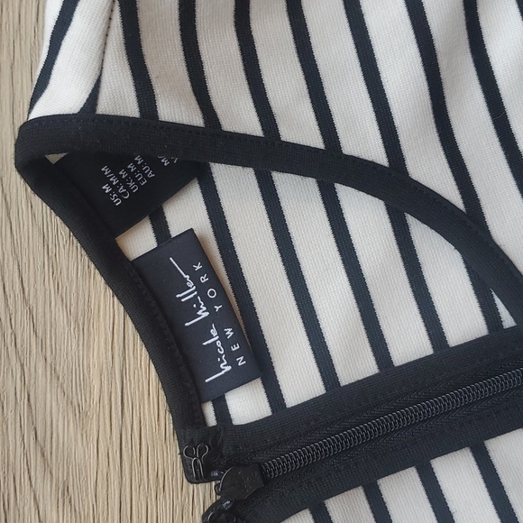Nicole Miller Black and White Striped Dress M - Picture 2 of 5